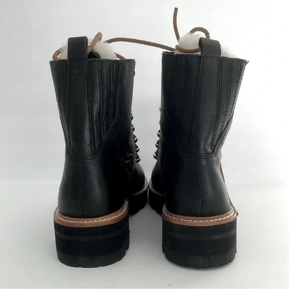 MARC FISHER $199 Izzie Genuine Shearling Lace Up Lug Sole Black Boot Size 6 NEW - Picture 10 of 10